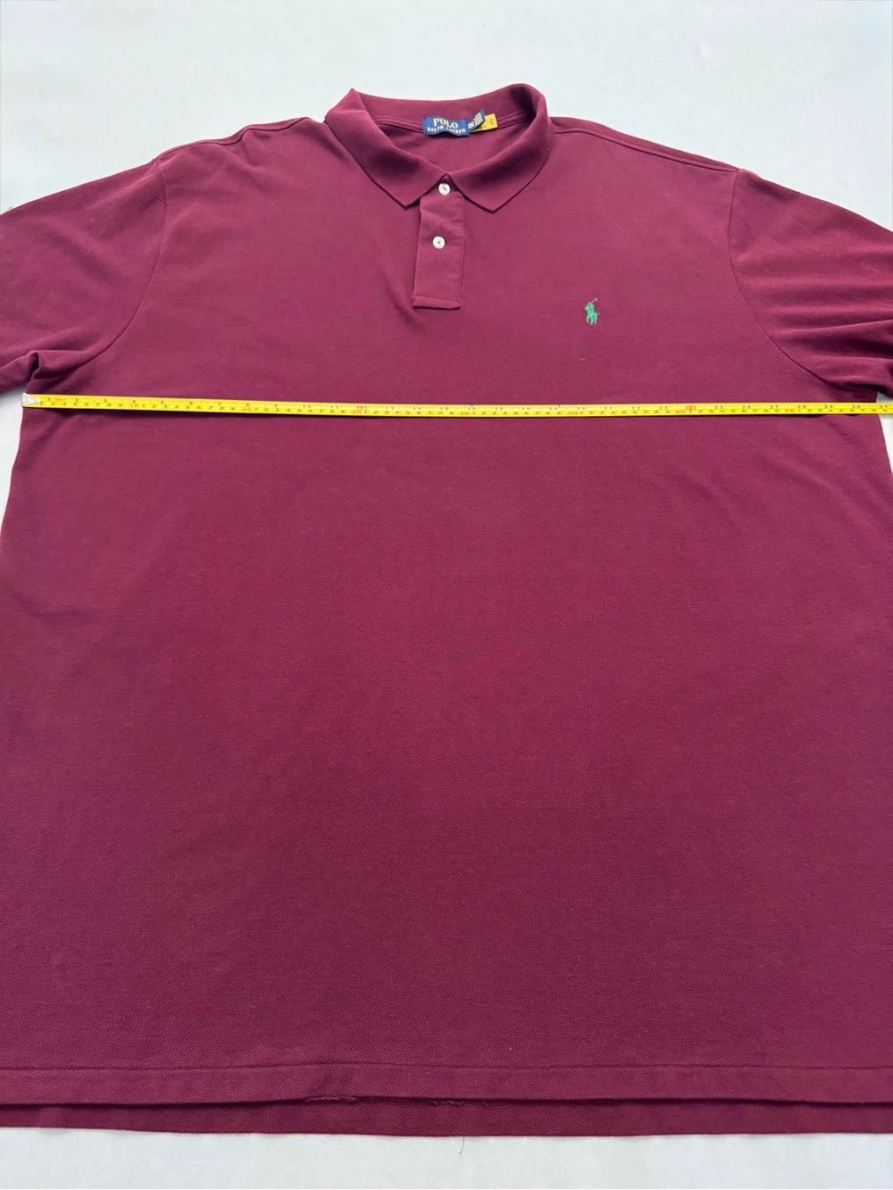 Polo Ralph Lauren Men’s Mesh Polo Shirt Burgundy with Green Pony Big & Tall 4XL - Picture 6 of 8